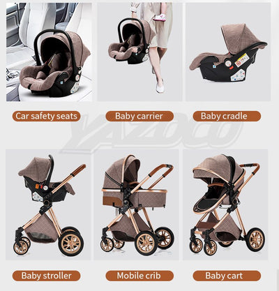 3 in 1 Luxury Baby Stroller With Car Seat Pram Kids Carriage Pushchair for Children Royal Luxury 3 in 1 Baby Stroller DailyAlertDeals   