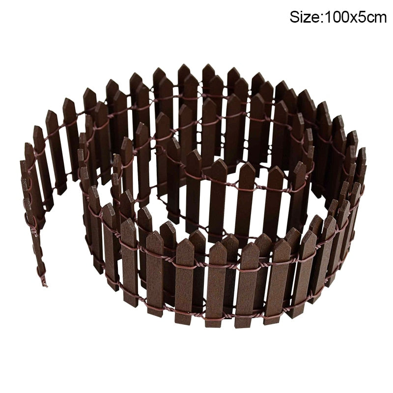 100*5cm/3cm Mini Wooden Fence DIY Miniature Fairy Garden Wood Barrier Dollhouse Showcase Craft Home Decoration Accessories Seasonal & Holiday Decorations DailyAlertDeals 100x5cm-brown  