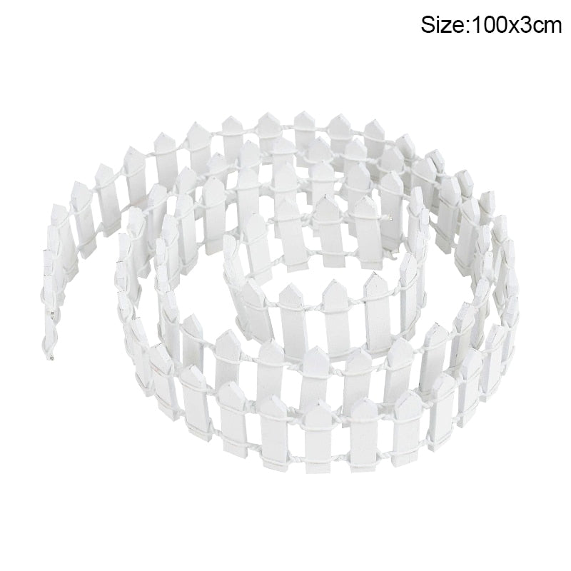 100*5cm/3cm Mini Wooden Fence DIY Miniature Fairy Garden Wood Barrier Dollhouse Showcase Craft Home Decoration Accessories Seasonal & Holiday Decorations DailyAlertDeals 100x3cm-white  