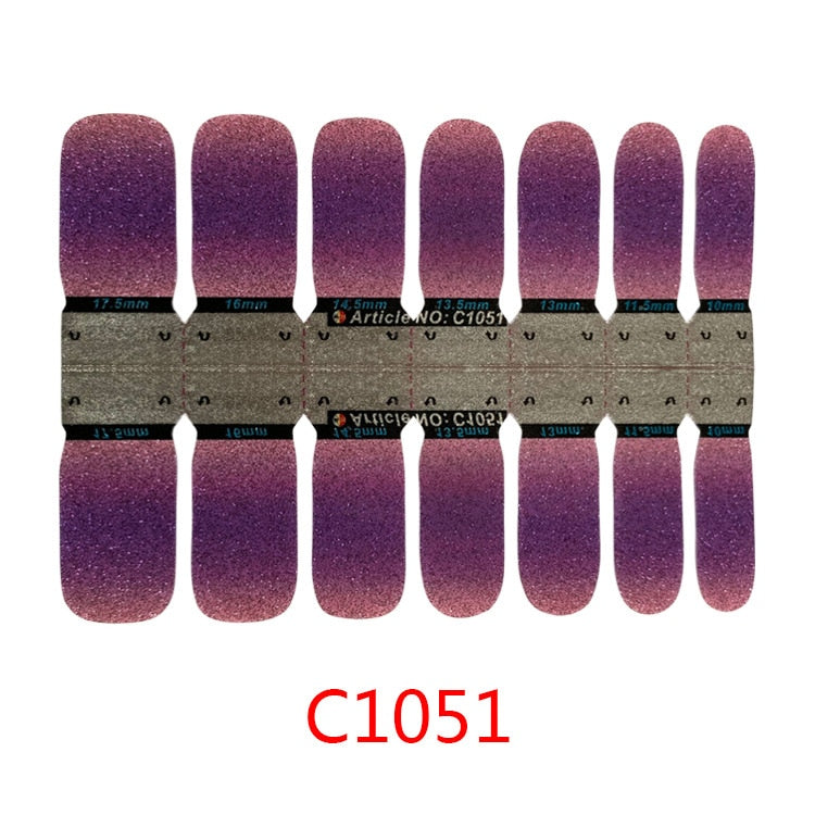 1sheet Korean Nail Polish Strips DIY Waterproof Nail Wraps Mixed Patterns Full Nail Patch Adhesive for Women Nail Art Stickers nail decal sticker DailyAlertDeals C1051  