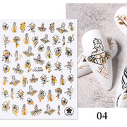Harunouta 2022 NEW Gold Bronzing Slider Nail Art 3D Decals Decoration Flower Leaves Nail Art Sticker DIY Manicure Transfer Decal Nail Stickers DailyAlertDeals CJ-04  
