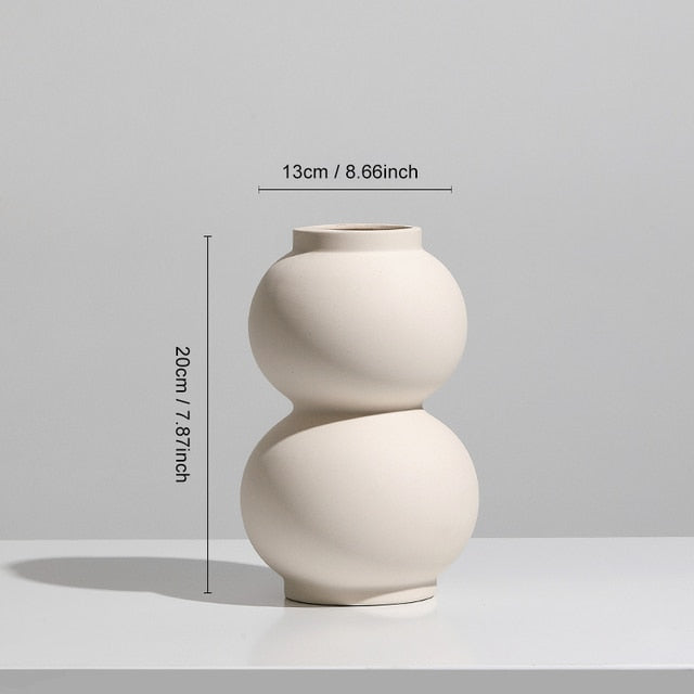 Nordic Modern Ceramic Vases for Decor Circular Hollow Donuts Vases for Flowers Pot Home Living Room Decoration Accessories Interior Office Desktop Decor Gift Vases DailyAlertDeals D  