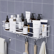 Japanese-style wrought iron bathroom shelf wall-mounted shower gel storage rack toilet free punch toiletry stand bathroom shelf DailyAlertDeals C WHITE  