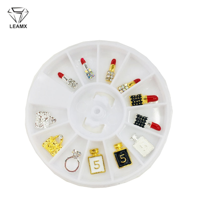 12Pcs Alloy Nail Charms Handbag Lipstick Nail Charms Gold 3D Crystal Gems Luxury Jewelry Charms Rhinestones for Nails DIY Art 0 DailyAlertDeals SP0136-01  