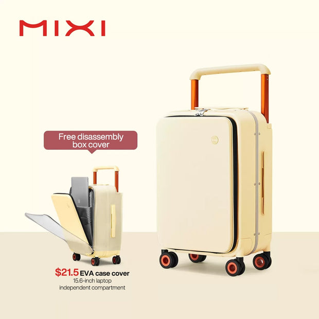 Mixi 2022 New Design Wide Handle Suitcase Men Carry-On Luggage Women Travel Trolley Case 20 Inch Cabin PC Aluminum Frame M9275 0 DailyAlertDeals Lark Yellow China 20"