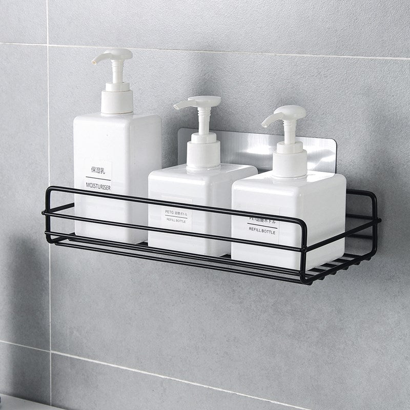 Japanese-style wrought iron bathroom shelf wall-mounted shower gel storage rack toilet free punch toiletry stand bathroom shelf DailyAlertDeals   