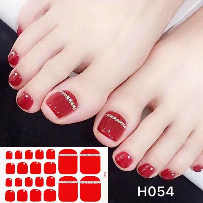 22tips Korea Toe Nail Sticker Wraps Adhesive Decals Toenail Polish Strips DIY Pedicure Foot Decals Manicure Women nail art DailyAlertDeals H054  