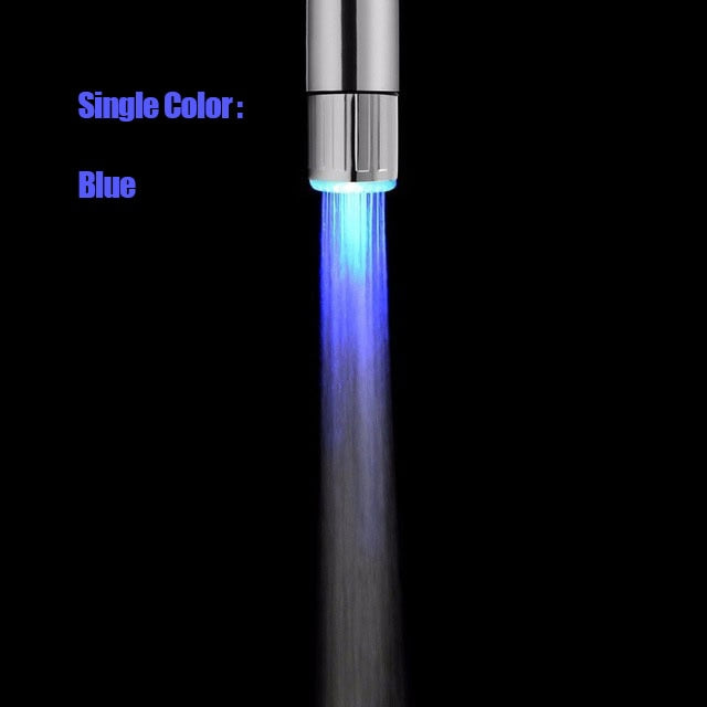 Zhang Ji LED Temperature Sensitive 3-Color Light-up Faucet Kitchen Bathroom Glow Water Saving Faucet Aerator Tap Nozzle Shower 0 DailyAlertDeals Single Color-Blue  