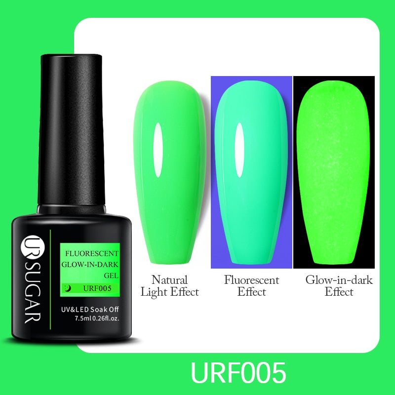 UR SUGAR Fluorescent Gel Nail Polish Neon Yellow Green Blue Color Gel Soak Off UV Nail Gel Varnish For Nail Art Top Coat Neon Fluorescent Gel Nail Polish DailyAlertDeals Luminous URF005  
