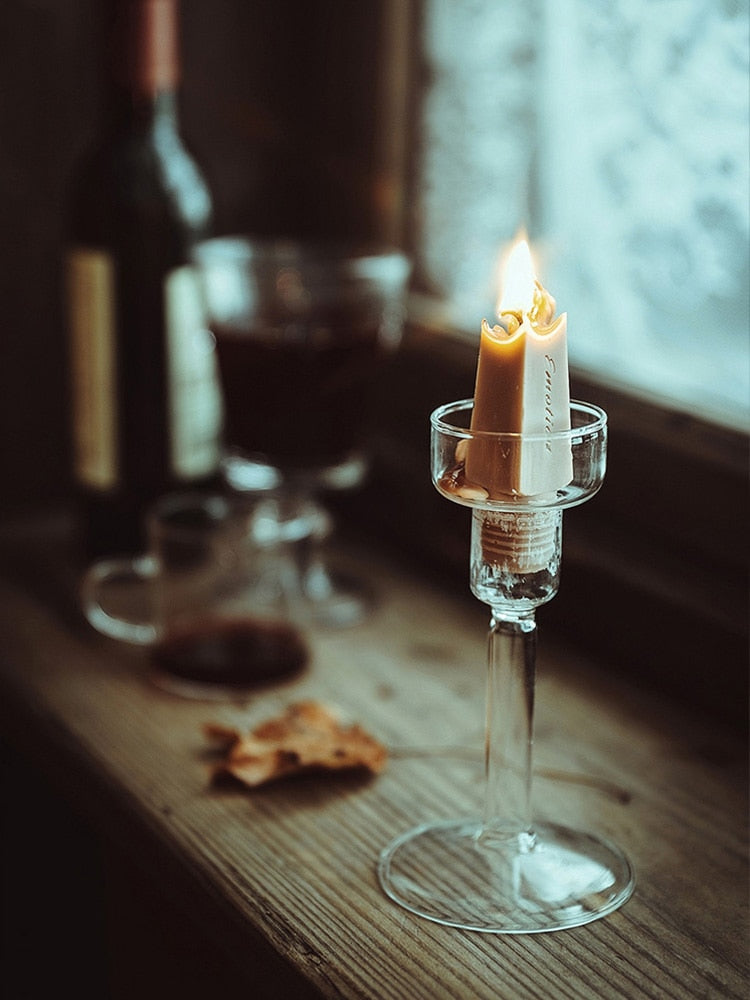 Vintage Glass French Style Candlestick Crystal Glass Candle Holders Simple Wedding Romantic Candlelight Dinner Home Decoration Home & Garden DailyAlertDeals   