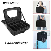 Portable Makeup Bag Nail Art Clapboard Makeup Case Toolbox Cosmetic Bags for Women Travel makeup bag DailyAlertDeals Black L3 with mirror  