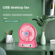 USB Desktop Small Fan Student Rechargeable Mini Fan Snowflake Fan Night Light desktop fans DailyAlertDeals   
