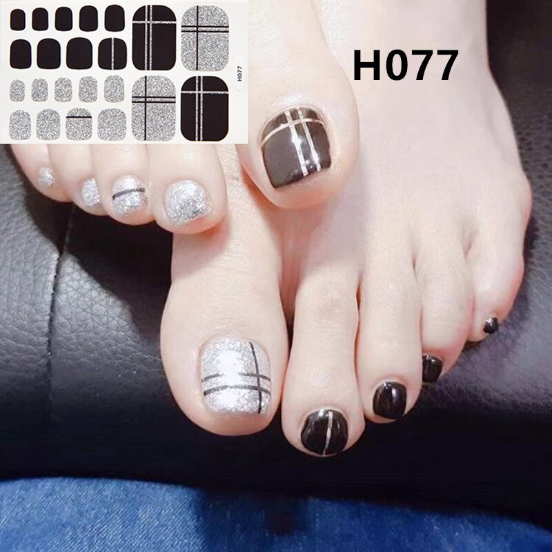 22tips Korea Toe Nail Sticker Wraps Adhesive Decals Toenail Polish Strips DIY Pedicure Foot Decals Manicure Women nail art DailyAlertDeals H077  