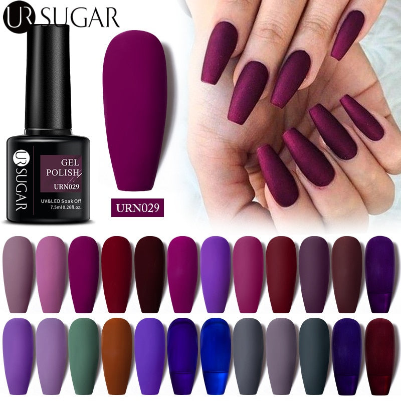 UR SUGAR 7.5ml Dark Purple Gel Nail Polish Soak Off UV LED Semi Permanent Gel Varnishes Manicure Nails Art Matte Top Coat Needed nail polish DailyAlertDeals   