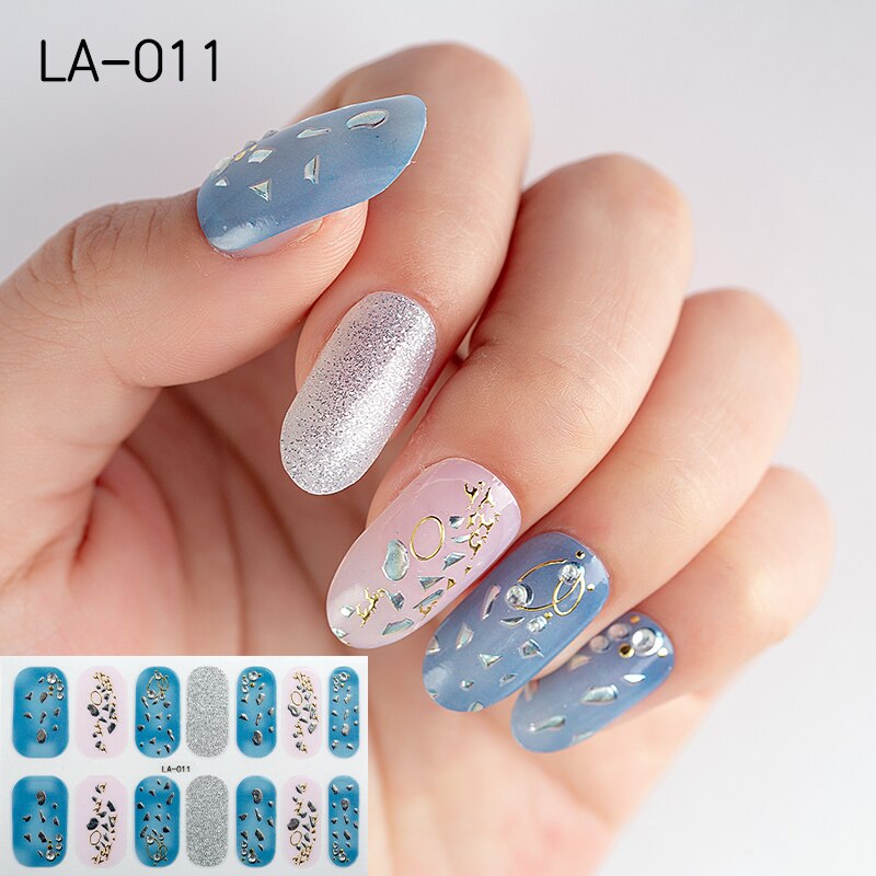 22tips Korea Toe Nail Sticker Wraps Adhesive Decals Toenail Polish Strips DIY Pedicure Foot Decals Manicure Women nail art DailyAlertDeals LA-011(14Tips)  