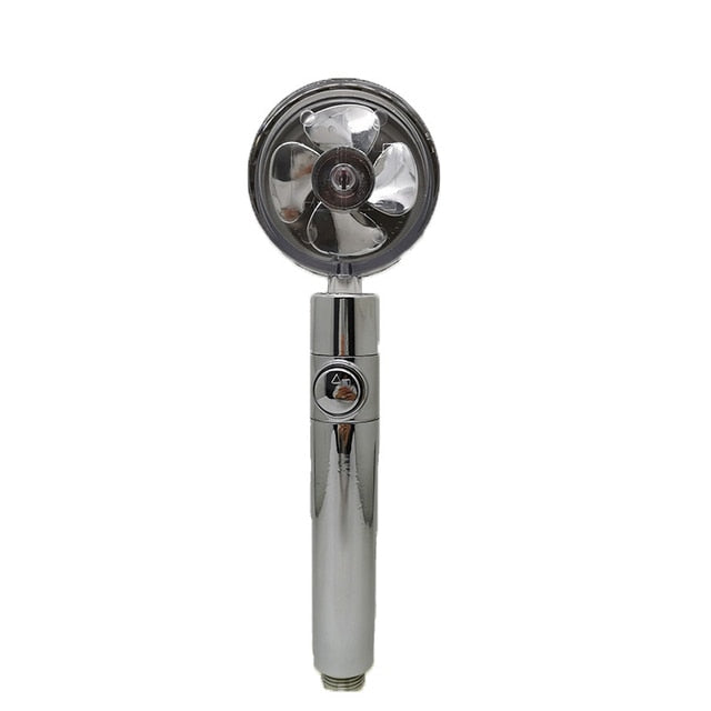 Strong Pressurization Spray Nozzle Water Saving  Rainfall 360 Degrees Rotating With Small Fan Washable Hand-held Shower Head Hand Shower DailyAlertDeals without filte sliver  