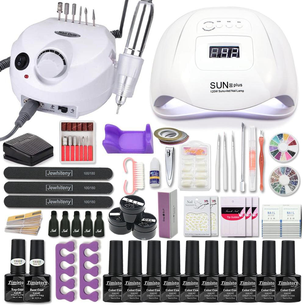 Manicure Set with Led Nail Lamp 120W Nail Set 30/20/10 Color UV Polish Gel Nail Kit Tools Set with Nail Drill Machine Nail files Electric Manicure Drill & Accessory DailyAlertDeals 10pcs gel X5P Set1 China 