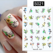 Harunouta Silver Black Geometric Textured Lines Stripe 3D Nail Sticker Flower Leaves Self Adhesive Transfer Sliders Paper 0 DailyAlertDeals S021  