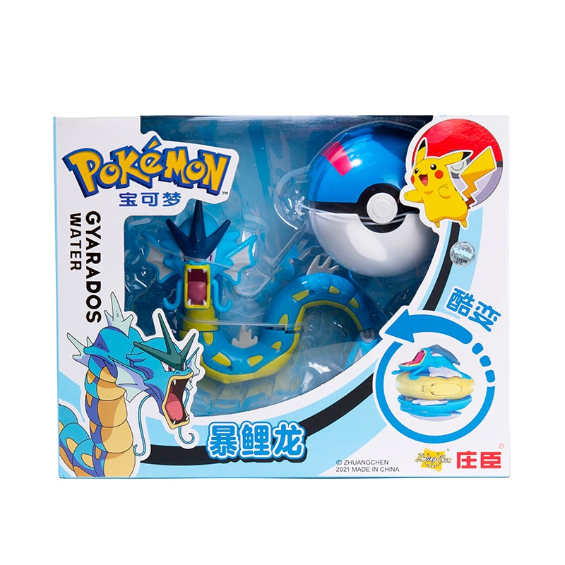 Pokemon Ball Figures  Pokeball Genuine Original Box or Without Box Deformation Toy Pikachu Charizard Pocket Monster Model Gift Pokemon Action Figures DailyAlertDeals Gyarados BOX 