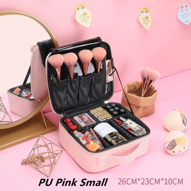 Portable Makeup Bag Nail Art Clapboard Makeup Case Toolbox Cosmetic Bags for Women Travel makeup bag DailyAlertDeals Pink S2 Layers  
