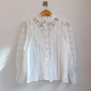 Chic Hollow Out Flower Lace Shirt Stand-Collar All-Match Summer Blouses 2022 Petal Sleeve Patchwork Women Top Femme Blusas 12419 0 DailyAlertDeals   