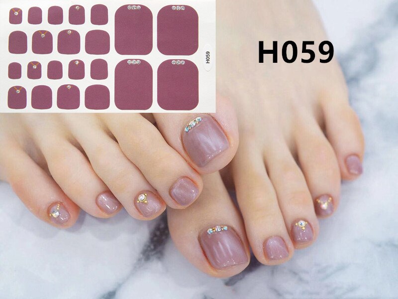 22tips Korea Toe Nail Sticker Wraps Adhesive Decals Toenail Polish Strips DIY Pedicure Foot Decals Manicure Women nail art DailyAlertDeals H059  