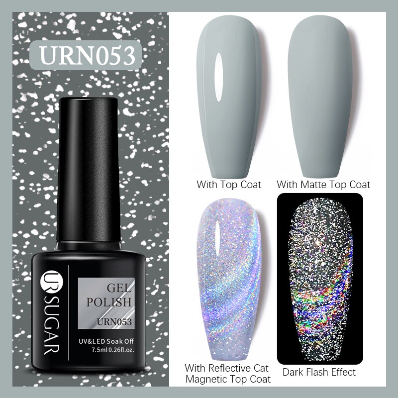 UR SUGAR Holographic Gel Reflective Cat Magnetic Nail Gel Polish Soak Off Laser Gel Glitter Varnish Manicure Nail Art Design Magnetic Nail Gel Polish DailyAlertDeals URN053  