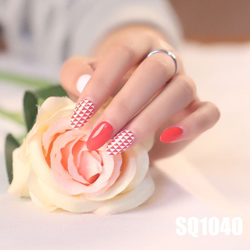 1sheet Korean Nail Polish Strips DIY Waterproof Nail Wraps Mixed Patterns Full Nail Patch Adhesive for Women Nail Art Stickers nail decal sticker DailyAlertDeals SQ1040  