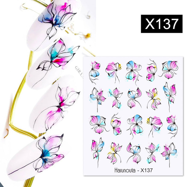 Harunouta Water Decals Ink Blooming Flower Leaves Transfer Nail Stickers Butterfly Love Heart Design Slider Watermark Decoration 0 DailyAlertDeals X137  