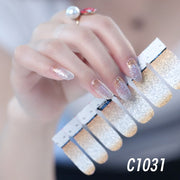 1sheet Korean Nail Polish Strips DIY Waterproof Nail Wraps Mixed Patterns Full Nail Patch Adhesive for Women Nail Art Stickers nail decal sticker DailyAlertDeals C1031  