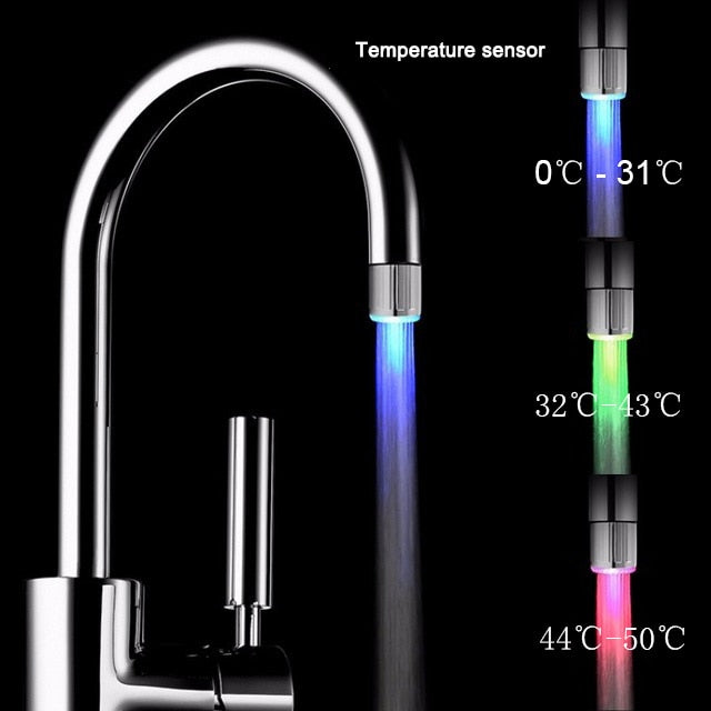 Zhang Ji LED Temperature Sensitive 3-Color Light-up Faucet Kitchen Bathroom Glow Water Saving Faucet Aerator Tap Nozzle Shower 0 DailyAlertDeals temperature type  