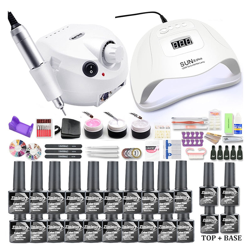 Gel Nail Polish Set 20000-35000RPM Nail Drill Machine Kit With UV LED Lamp Manicure Tools Kit Nail Art Set UV Builder Nail Gel Electric Manicure Drill & Accessory DailyAlertDeals   