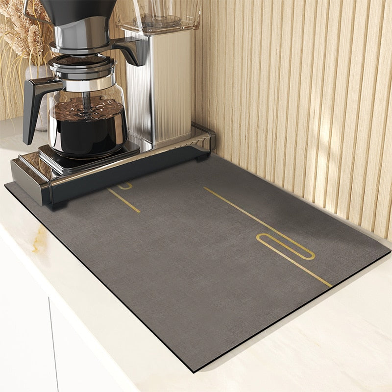 Kitchen Rubber Pad Dish Drying Mat Super Absorbent Drainer Mats Tableware Bottle Rugs Kitchen Dinnerware Placement Rubber pads DailyAlertDeals CD drying mat W20 x L30CM 