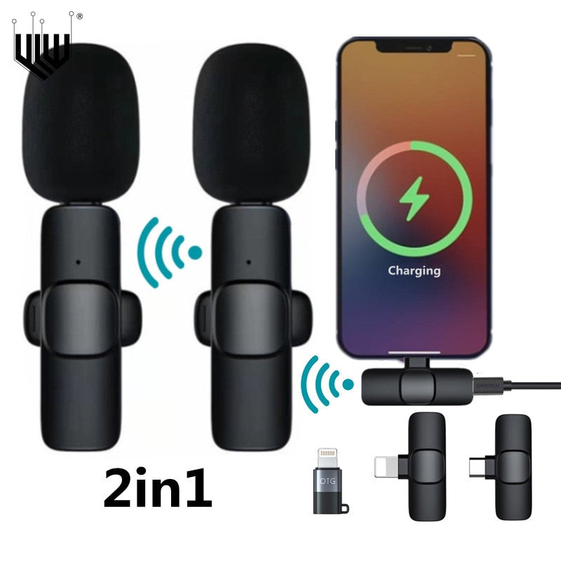 Wireless Lavalier Microphones & Systems Portable Audio Video Recording Mini Mic For iPhone Android Facebook Youtube Live Broadcast Gaming wiresless mircophone DailyAlertDeals   