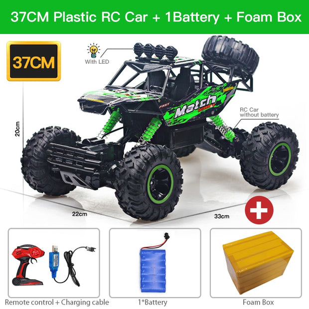 ZWN 1:12 / 1:16 4WD RC Car With Led Lights 2.4G Radio Remote Control Cars Buggy Off-Road Control Trucks Boys Toys for Children RC Car for fun DailyAlertDeals 37CM Green 1B P China 