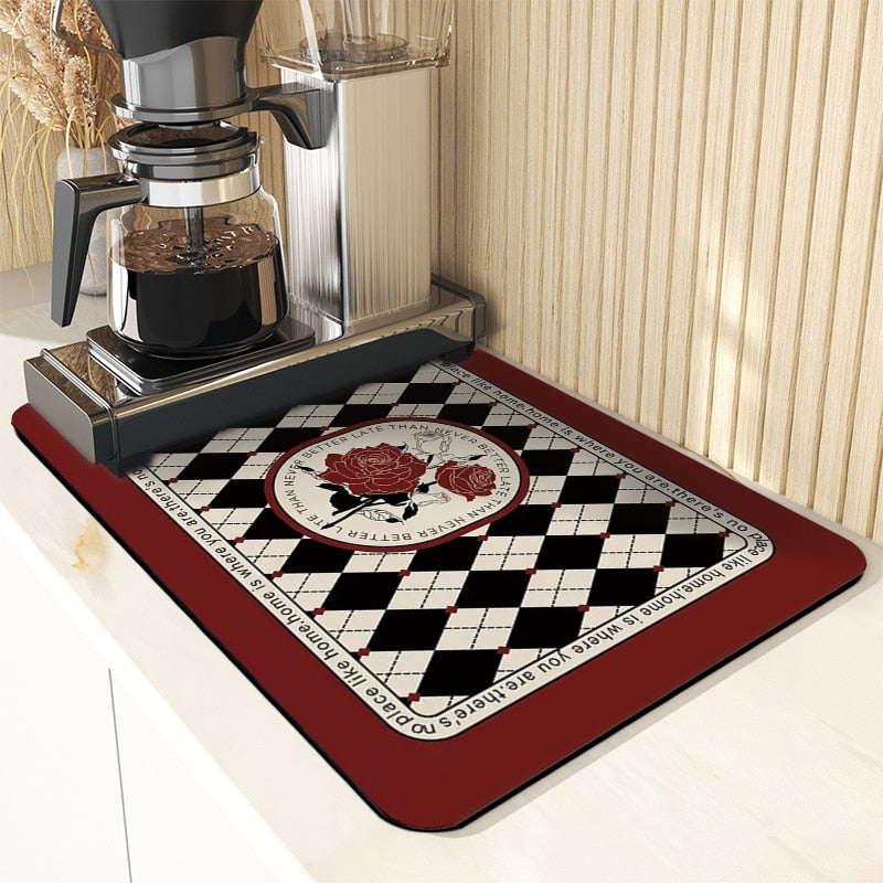 Kitchen Rubber Pad Dish Drying Mat Super Absorbent Drainer Mats Tableware Bottle Rugs Kitchen Dinnerware Placement Rubber pads DailyAlertDeals CB drying mat W20 x L30CM 