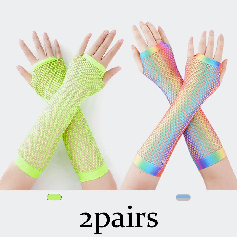 Stylish Long Black Fishnet Gloves Womens Fingerless Gloves Girls Dance Gothic Punk Rock Costume Fancy Gloves Fingerless Gloves DailyAlertDeals 2 pairs 3 One Size 