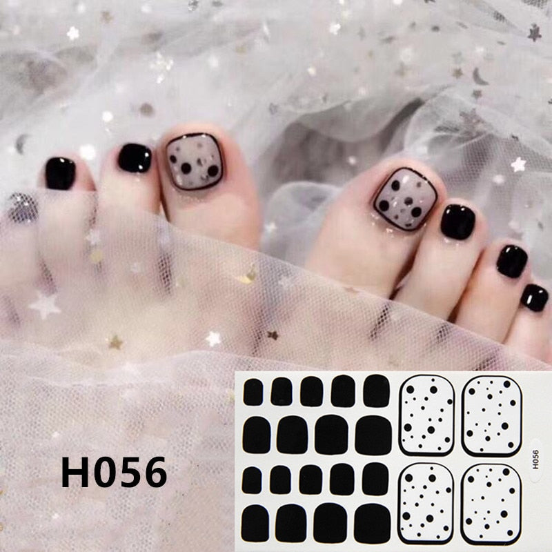 22tips Korea Toe Nail Sticker Wraps Adhesive Decals Toenail Polish Strips DIY Pedicure Foot Decals Manicure Women nail art DailyAlertDeals H056  