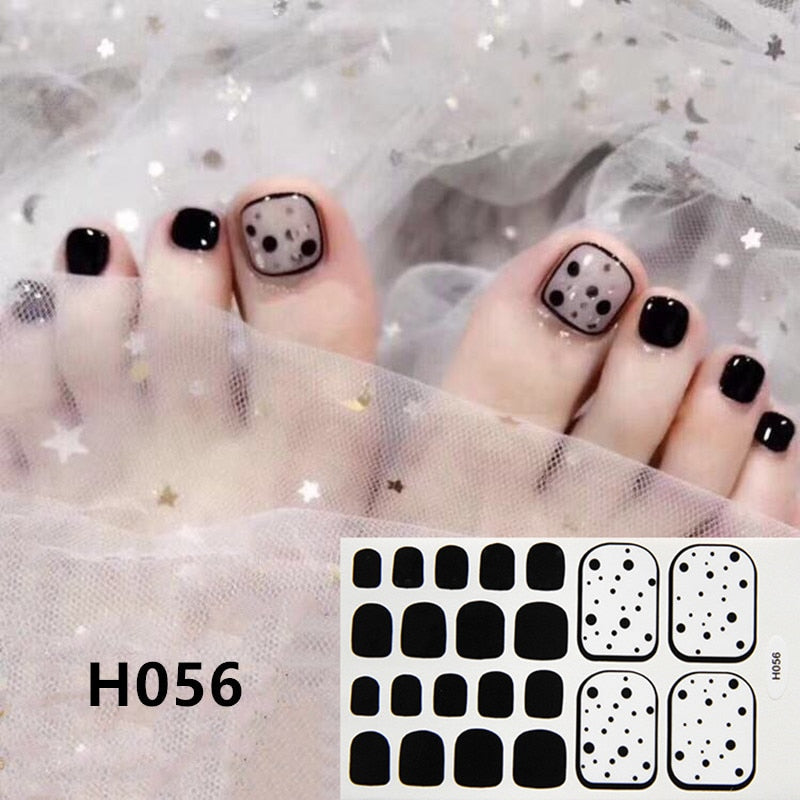 22tips Korea Toe Nail Sticker Wraps Adhesive Decals Toenail Polish Strips DIY Pedicure Foot Decals Manicure Women nail art DailyAlertDeals H056  