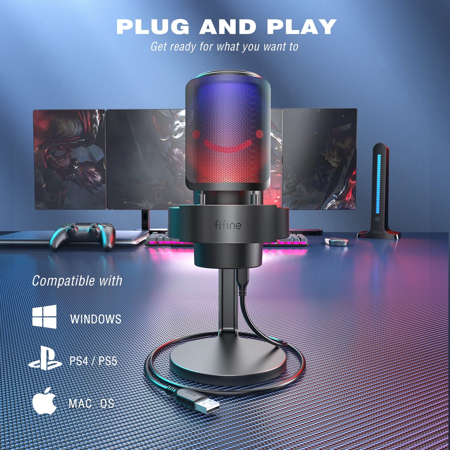 USB Microphone for Recording and Streaming on PC and Mac, Headphone Mic with 3 RGB Modes -A8 microphone for recording DailyAlertDeals   
