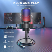 USB Microphone for Recording and Streaming on PC and Mac, Headphone Mic with 3 RGB Modes -A8 microphone for recording DailyAlertDeals   