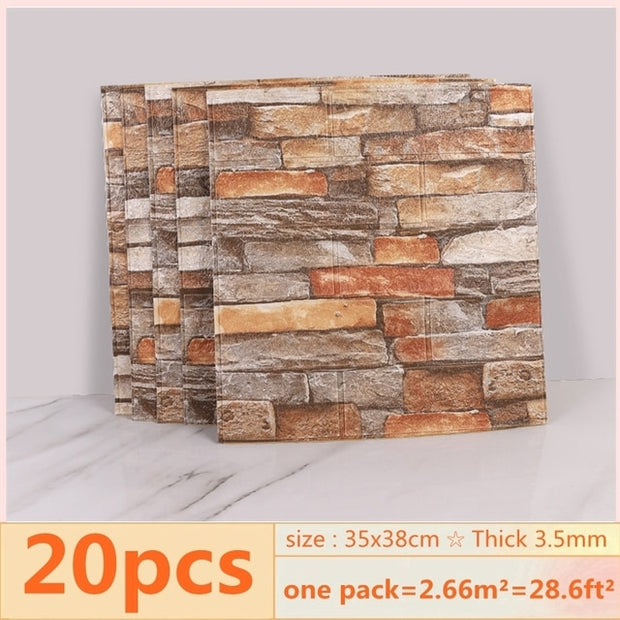 20pcs 3D Wall Decal Wallpaper Living Room Bedroom TV Backdrop Decor XPE Foam Waterproof Wall Sticker Self Adhesive Brick Sticker 0 DailyAlertDeals 8 China 35x38cmx20pcs