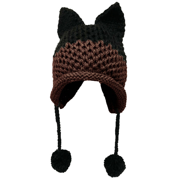BomHCS Cute Fox Ears Beanie Winter Warm 100% Handmade Knit Hat 0 DailyAlertDeals Black Dark Coffee  