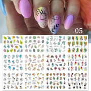 12 Designs Nail Stickers Set Mixed Floral Geometric Nail Art Water Transfer Decals Sliders Flower Leaves Manicures Decoration 0 DailyAlertDeals BN2149-2160  
