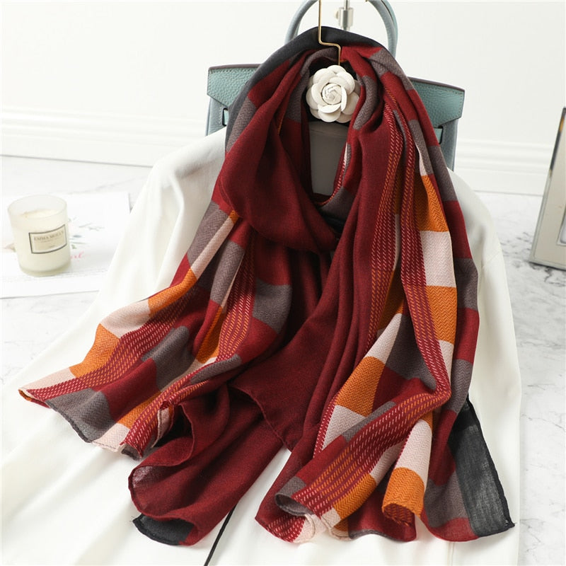 2022 New Design Brand Women Scarf Fashion Print Cotton Spring Winter Warm Scarves Hijabs Lady Pashmina Foulard Bandana Plaid 0 DailyAlertDeals m48-1 180x90cm 