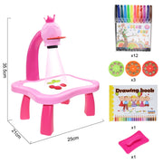 Kids Led Projector Drawing Table Toy Set Art Painting Board Table Light Toy Educational Learning Paint Tools Toys for Children Kids Led Projector Drawing Table DailyAlertDeals China A Pink with box 