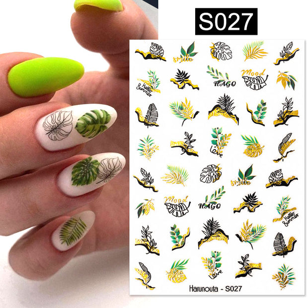 Nail Blue Butterfly Stickers Flowers Leaves Self Adhesive Decals 3D Transfer Sliders Wraps Manicure Foils DIY Decorations Tips 0 DailyAlertDeals S027  