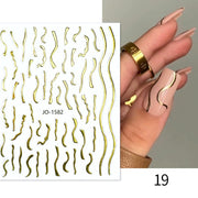 1PC Silver Gold Lines Stripe 3D Nail Sticker Geometric Waved Star Heart Self Adhesive Slider Papers Nail Art Transfer Stickers 0 DailyAlertDeals 1582 Gold  
