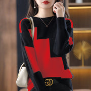 Causal O Neck Long Sleeve T Shirts Fashion Skinny Solid Color Patchwork Female Clothing Free Shipping Elegant Simple Wild Tops 0 DailyAlertDeals Red S 