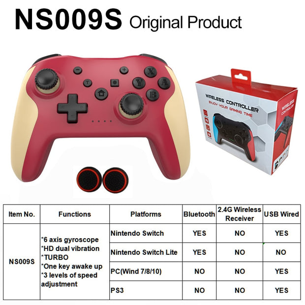 Original Wireless Controller Bluetooth For Nintendo Switch Pro PC PS3 Joystick Gamepad NFC Professional Lag-Free Gamepad BT Wireless Game Controller for Switch Pro DailyAlertDeals wine red gold BOX China 1 PCS